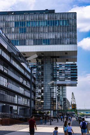 The Modern Crane Houses in Cologne at River Rhine - CITY OF COLOGNE, GERMANY - JUNE 25, 2021のeditorial素材