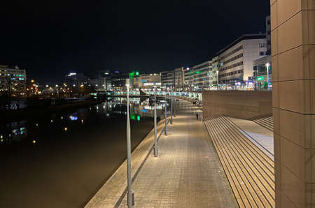 The banks and riverwalk of river Saar in Saarbruecken - SAARBRUECKEN, GERMANY - JANUARY 11, 2022のeditorial素材