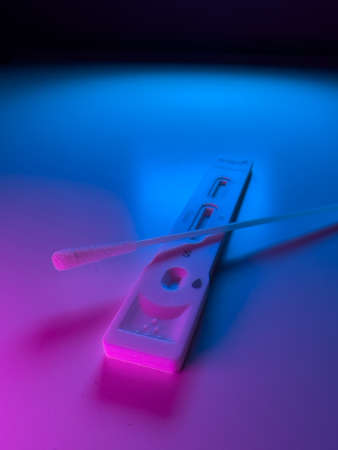 Corona Antigen Rapid Test in a close up shot - FRANKFURT, GERMANY - JANUARY 22, 2022のeditorial素材