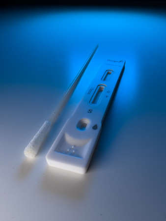 Corona Antigen Rapid Test in a close up shot - FRANKFURT, GERMANY - JANUARY 22, 2022