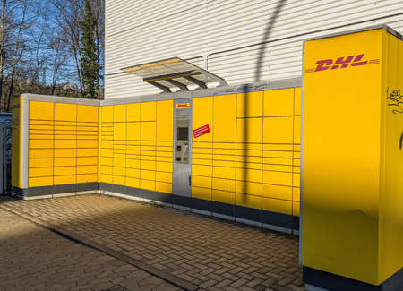 DHL Packstation for pick up and sending parcels - SAARBRUECKEN, GERMANY - JANUARY 24, 2022