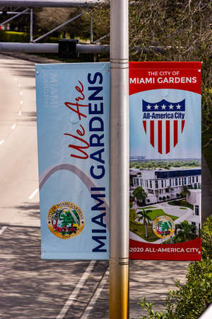 Miami Gardens sign - MIAMI, FLORIDA - FEBRUARY 14, 2022のeditorial素材
