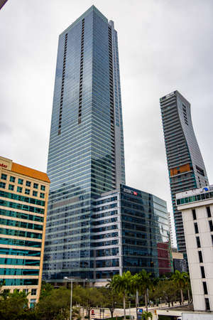 HSBC Tower in Miami downtown financial district - MIAMI, FLORIDA - FEBRUARY 14, 2022のeditorial素材