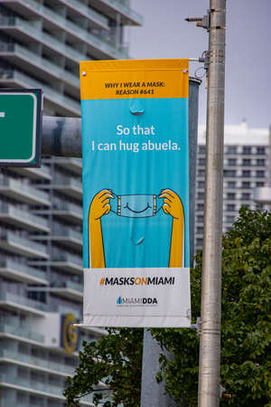 Masks on Miami campaign - MIAMI, FLORIDA - FEBRUARY 14, 2022