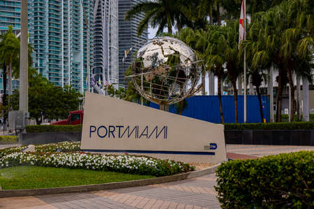 Port Miami Entrance - MIAMI, FLORIDA - FEBRUARY 14, 2022のeditorial素材