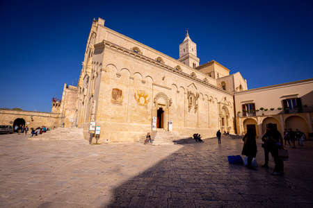 Cathedral square in Matera - the historical city in Italy - MATERA, ITALY - OCTOBER 30, 2021