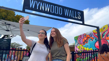 Famous Wynwood Walls outdoor museum in Miami - MIAMI, UNITED STATES - FEBRUARY 20, 2022