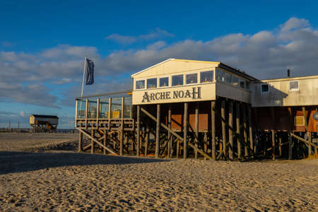 Arche Noah restaurant at the beach of St Peter Ording Germany - NORTH FRISIA, GERMANY - DECEMBER 21, 2021のeditorial素材