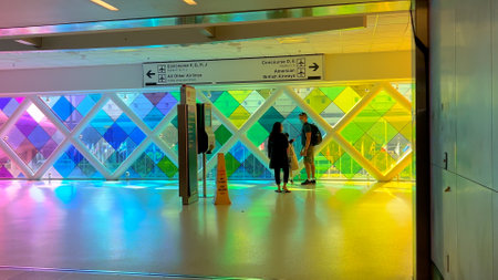 The famous colorful windows of Miami Airport - MIAMI, UNITED STATES - FEBRUARY 20, 2022のeditorial素材