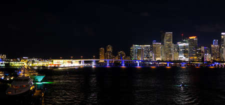 Skyline of Miami Downtown by night - MIAMI, FLORIDA - FEBRUARY 14, 2022のeditorial素材