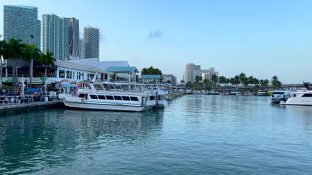 Popular Bayside Marketplace in Downtown Miami - MIAMI, UNITED STATES - FEBRUARY 20, 2022のeditorial素材