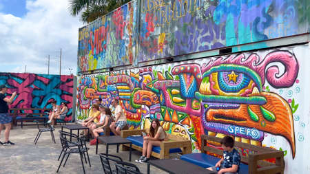Amazing District of Wynwood with famous Wynwood Walls in Miami - MIAMI, UNITED STATES - FEBRUARY 20, 2022のeditorial素材
