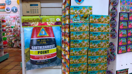 Looking for souvenirs at Mallory Square Key West - KEY WEST, UNITED STATES - FEBRUARY 20, 2022のeditorial素材