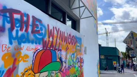 Amazing District of Wynwood with famous Wynwood Walls in Miami - MIAMI, UNITED STATES - FEBRUARY 20,...