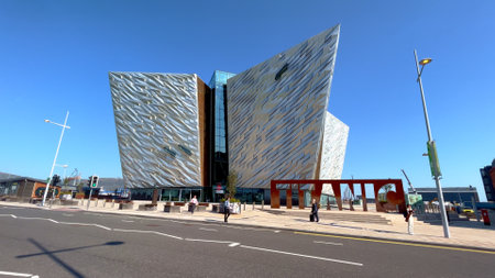 Modern Titanic building in the city of Belfast - BELFAST, UK - APRIL 24, 2022のeditorial素材