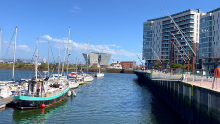 Belfast Harbour Marina - BELFAST, UK - APRIL 25, 2022のeditorial素材