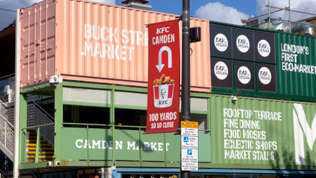 Amazing Camden High Street with its colorful and crazy shops - LONDON, UK - JUNE 9, 2022のeditorial素材