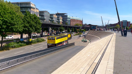 Pier at Hamburg harbour - HAMBURG, GERMANY - MAY 16 2022