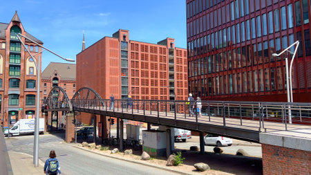Warehouse district at harbour city of Hamburg - HAMBURG, GERMANY - MAY 16, 2022