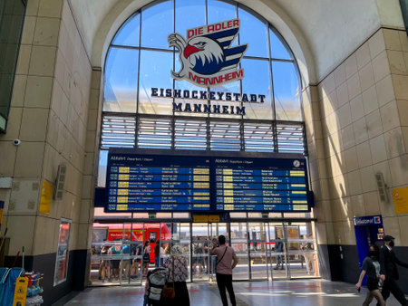 Mannheim Central station - MANNHEIM, GERMANY - MAY 14, 2022のeditorial素材