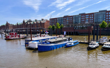 Modern harbour city district in Hamburg - HAMBURG, GERMANY - MAY 16, 2022のeditorial素材