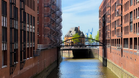 Warehouse district at harbour city of Hamburg - HAMBURG, GERMANY - MAY 16, 2022