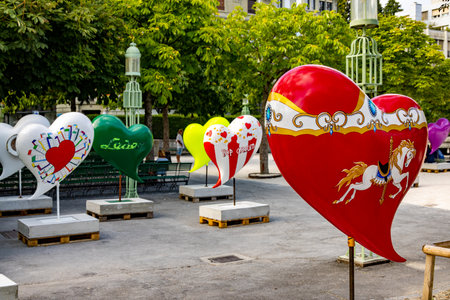 Heartbeat Art exhibition in the streets of Lucerne - LUCERNE, SWITZERLAND - JULY 14, 2022のeditorial素材