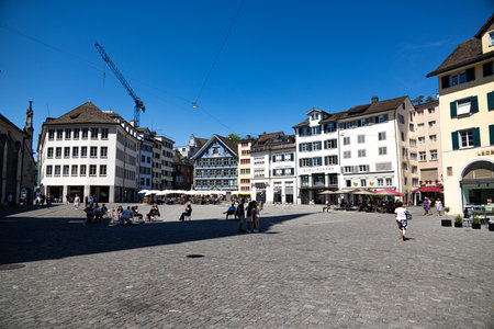 Munster Square in the historic district of Zurich - ZURICH, SWITZERLAND - JULY 17, 2022のeditorial素材
