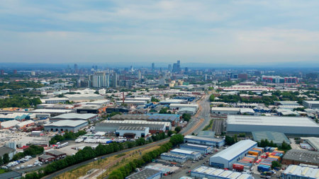 View over Manchester from Trafford - MANCHESTER, UK - AUGUST 15, 2022のeditorial素材