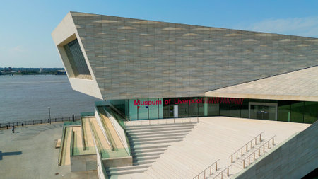 Museum of Liverpool at Pier Head - aerial view - LIVERPOOL, UK - AUGUST 16, 2022