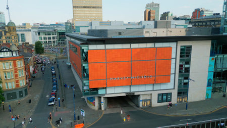 Harvey Nichols store in Manchester - aerial view - MANCHESTER, UK - AUGUST 15, 2022のeditorial素材