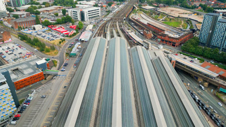 Manchester Piccadilly train station from above - MANCHESTER, UK - AUGUST 15, 2022のeditorial素材