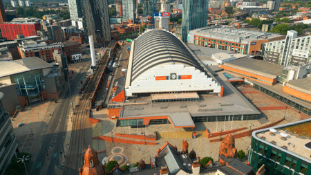 Manchester Central station - aerial view - MANCHESTER, UK - AUGUST 15, 2022のeditorial素材