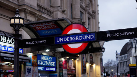 London Underground station at Piccadilly circus - LONDON, UK - DECEMBER 20, 2022のeditorial素材