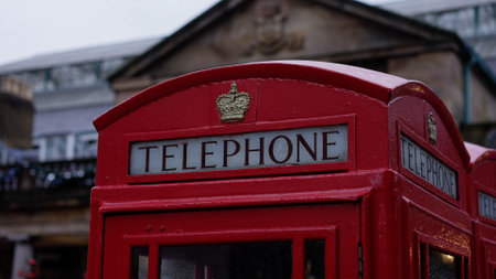 Typical British phone booth in London - LONDON, UK - DECEMBER 20, 2022のeditorial素材