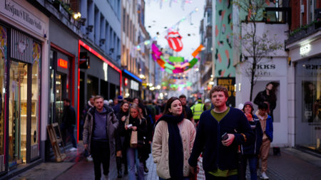 Wonderful Carnaby Street in London at Christmas time - slow motion clip - LONDON, UK - DECEMBER 20, 2022のeditorial素材