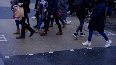 London Oxford Circus is a very busy place in London - slow motion clip - LONDON, UK - DECEMBER 20, 2022のeditorial素材
