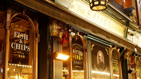 Salisbury Pub in London at night - LONDON, UK - DECEMBER 20, 2022
