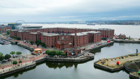 Albert Dock in the city of Liverpool at Mersey River - LIVERPOOL, UK - AUGUST 16, 2022のeditorial素材