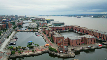 Albert Dock Liverpool from above - LIVERPOOL, UK - AUGUST 16, 2022のeditorial素材