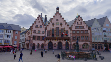 Famous Roemer Town Hall at historic district - The old town of Frankfurt - FRANKFURT, GERMANY - JULY 12, 2022のeditorial素材