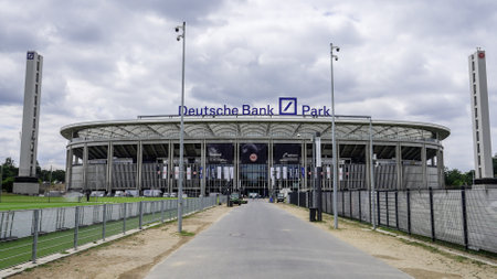 Famous stadium in Frankfurt called Deutsche Bank Park - FRANKFURT, GERMANY - JULY 12, 2022のeditorial素材