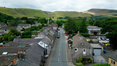The village of Castleton in the Peak District National Park - MANCHESTER, UK - AUGUST 15, 2022のeditorial素材