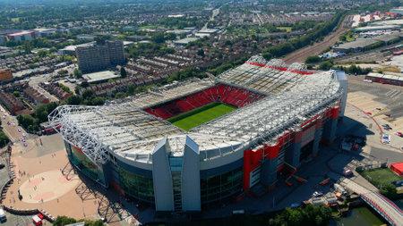 Old Trafford soccer football stadium of Manchester United - MANCHESTER, UK - AUGUST 15, 2022のeditorial素材