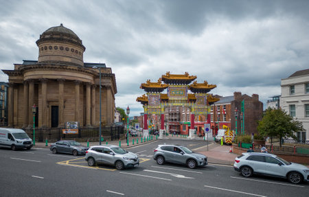 The Chinese Gate in the city of Liverpool - LIVERPOOL, UK - AUGUST 16, 2022のeditorial素材