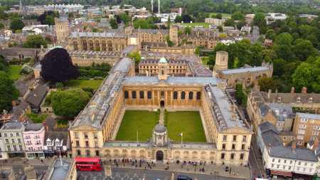 Queens College University in Oxford from above - OXFORD, UK - JUNE 10, 2022のeditorial素材