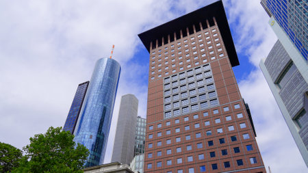Financial district in the city of Frankfurt - FRANKFURT, GERMANY - JULY 12, 2022のeditorial素材