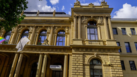 Stock Exchange building Frankfurt - FRANKFURT, GERMANY - JULY 12, 2022のeditorial素材