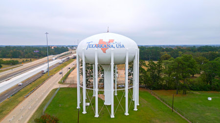 Texarkana Water Tower from above - TEXARKANA, UNITED STATES - NOVEMBER 08, 2022のeditorial素材