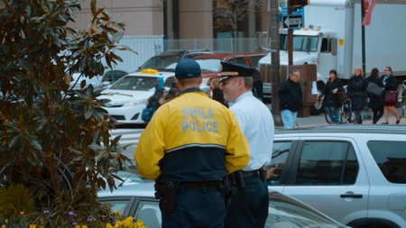 Phila Police Officer in Philadelphia - PHILADELPHIA, USA - APRIL 6, 2017のeditorial素材